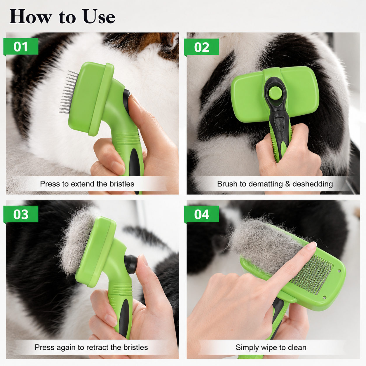 Grooming brush with self-cleaning function