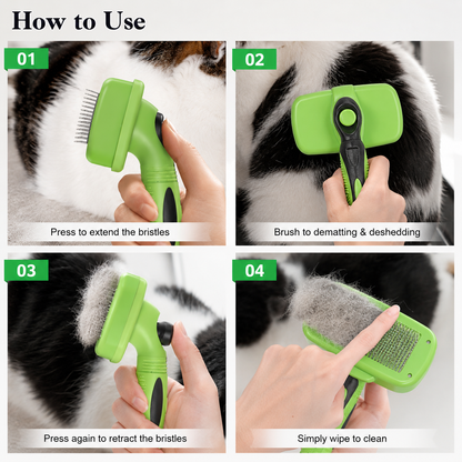 Grooming brush with self-cleaning function