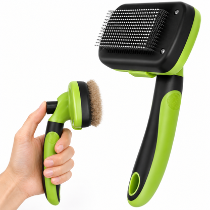 Grooming brush with self-cleaning function
