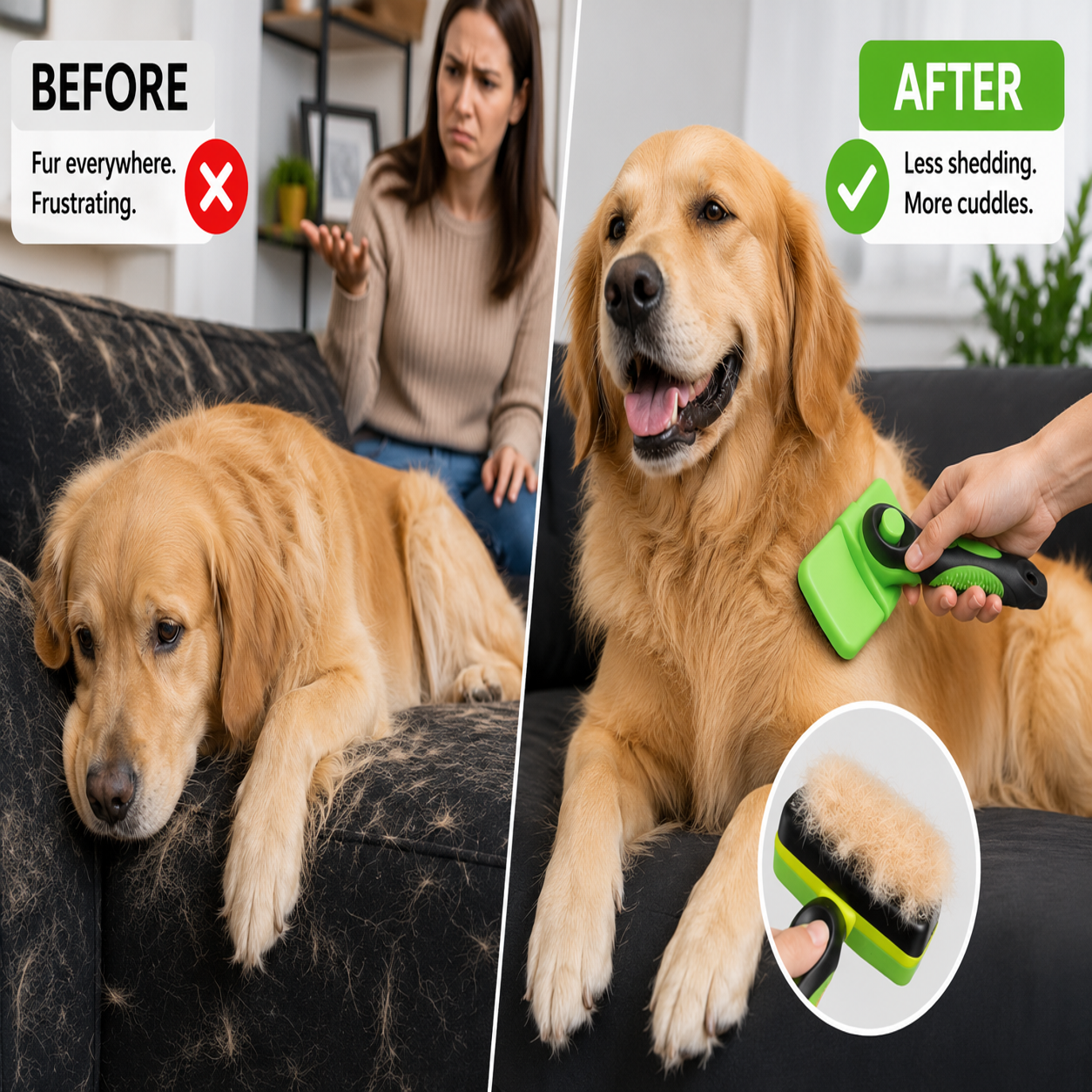 Grooming brush with self-cleaning function