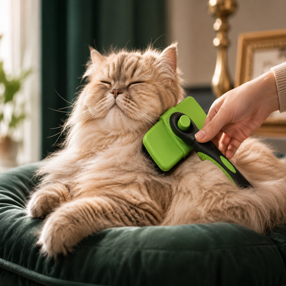 Grooming brush with self-cleaning function