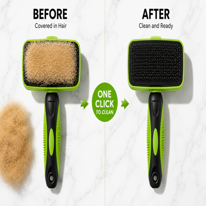Grooming brush with self-cleaning function